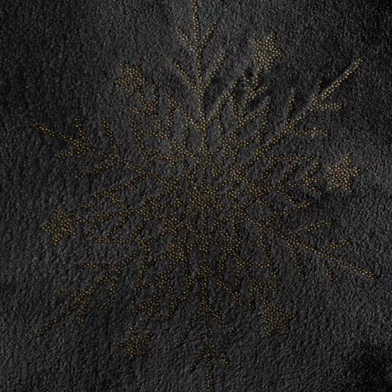 Коледно одеяло Eurofirany със снежинки в черно-златна гама – меко микрофибърно одеяло, 240 г/м²