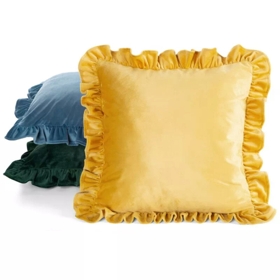 Калъфка Brenda 45x45 салвия кадифе Eurofirany с къдри mustard