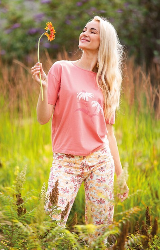 LNS 552 Дамска памучна пижама Key - розова