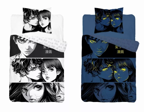 5207 A Fluo 40 Памучно спално бельо светещо в тъмното Аниме Момче Момиче Detexpol