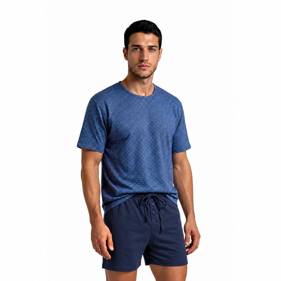 Sesto Senso 2723/12 Тъмносин мъжки памучен къс пижама 100% памук