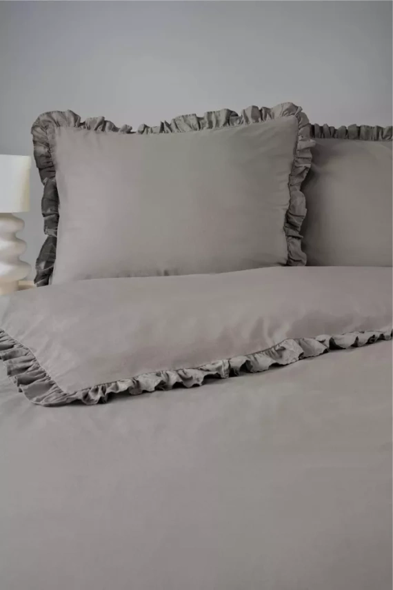 Pure 23 Едноцветно памучно спално бельо Detexpol тъмно сиво