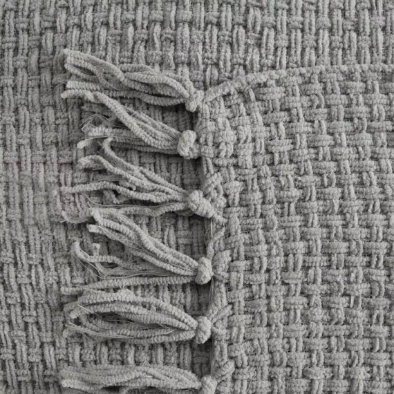 Сузи Одеяло, шалте, плетено с ресни, европерде, сиво