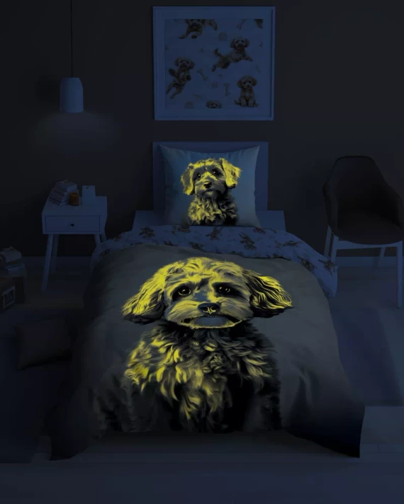 5421 A Rudy Piesek Памучно спално бельо, светещо в тъмното Detexpol