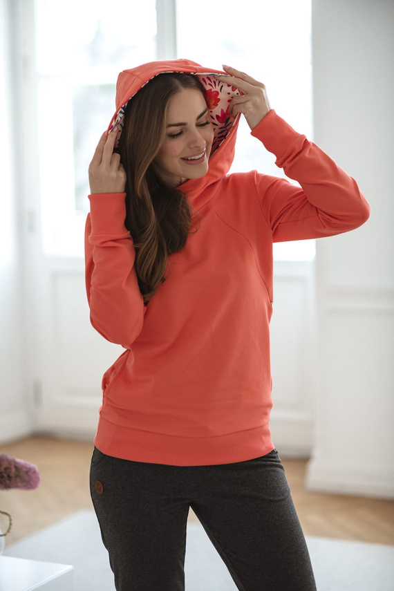 Суичър за кърмачки Milk Please Milk&Love с коралова качулка