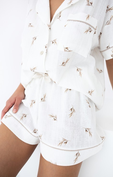 Муселинена дамска пижама Sensis Nastia - Екрю