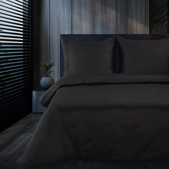 1B Елегантно спално бельо от сатен Eva Minge Eurocurtains черно | Macosatin 100% памук