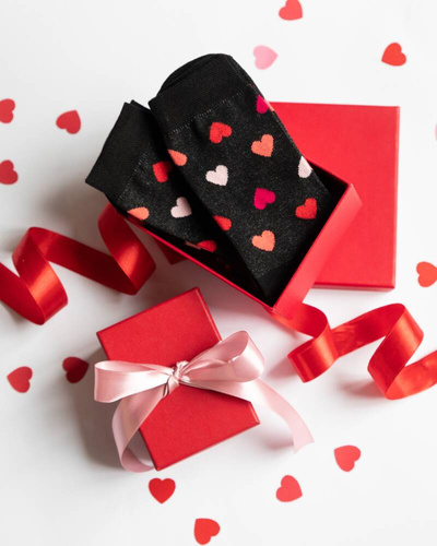 M30D Serce Мъжки дълги чорапи Италианска мода - черни