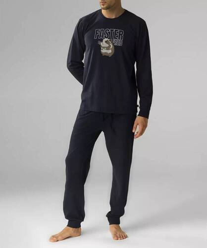 NMP-376 Мъжка пижама с дълъг ръкав Atlantic - тъмносиня