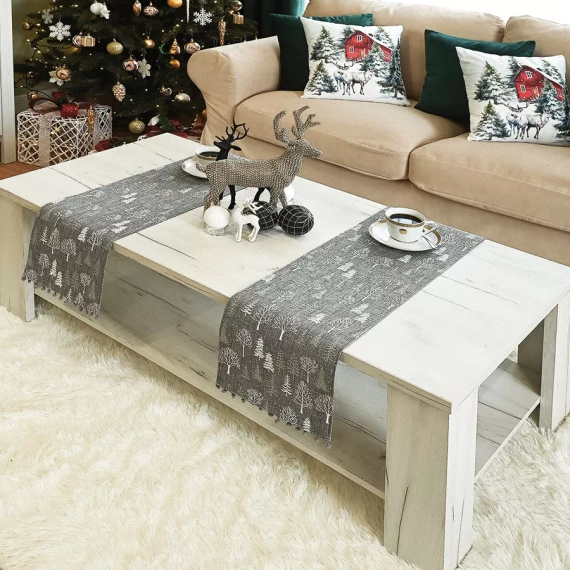 360000 Зимна магия Коледна подложка Marquisette сива