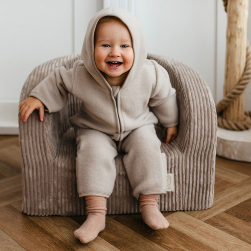 Бебешки костюм Eevi от мериносова вълна - бежов, мек и дишащ