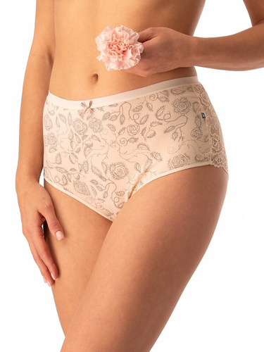 Дамски памучни слипове Key LPF 590 бежови - 2 броя в кутия, дантела отзад