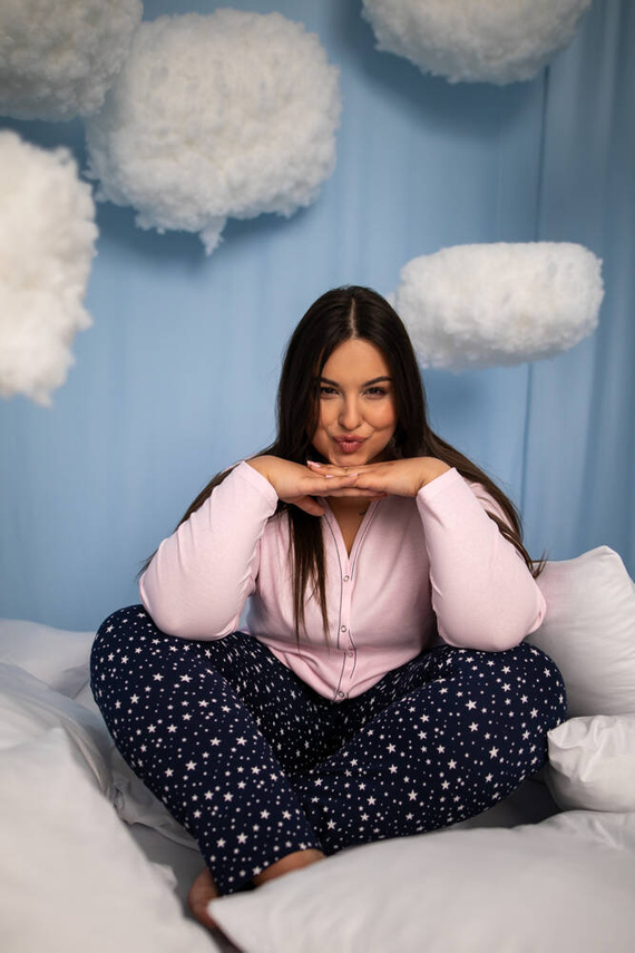 Libra Дамска пижама с дълъг ръкав и панталон Италианска мода - розово/принт 