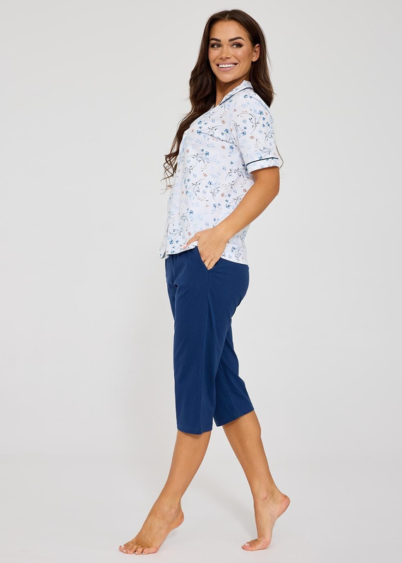 Cornette Yvonne 347/347 дамска памучна пижама с копчета цветя 3/4