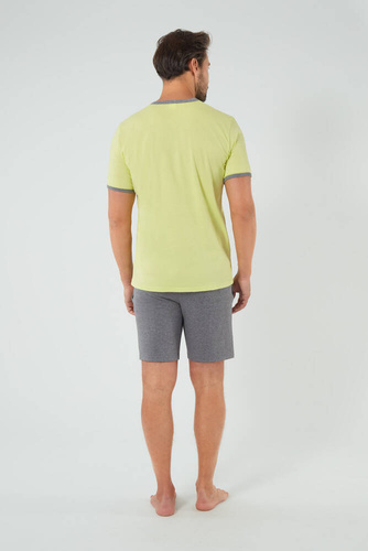 Nikodem Мъжка пижама с къс ръкав, къси панталони Италианска мода - лайм зелено