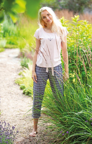 LNS 722 Памучна дамска пижама Key - пудра-мока