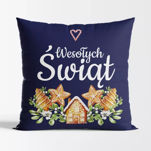 TBN016 Коледна възглавница Gingerbread Marquisette тъмносиня