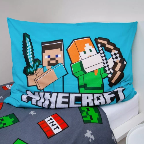 Памучно спално бельо Minecraft "We Got This" от Jerry Fabrics - 140x200 см, 100% памук, двустранно