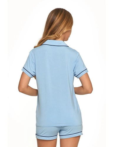 PDD4900-022 Дамска пижама с къс ръкав Moraj - синя