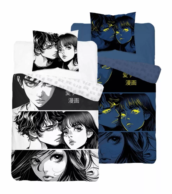 5207 A Fluo 40 Памучно спално бельо светещо в тъмното Аниме Момче Момиче Detexpol