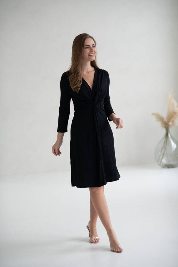 Loop рокля за бременни и кърмачки, 7/8 ръкав, Milk&Love, черна