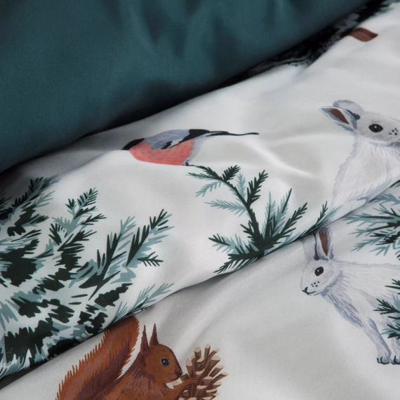 Коледно спално бельо от микрофибър Roland Eurocurtains - зелено, декорирано с очарователна щампа