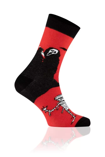 S146D Дълги чорапи Dracula Италианска мода - черно/червено/бяло