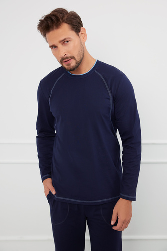 Salomon Мъжка пижама с дълъг ръкав и дълъг панталон Италианска мода - тъмносиньо/синьо