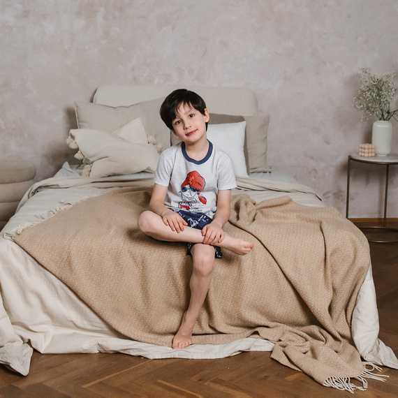 Kastos Пижама с къс ръкав, панталон Италианска мода - светъл меланж