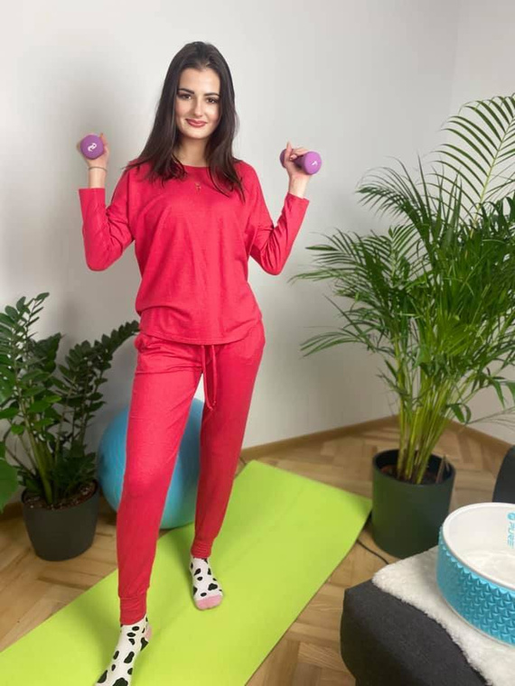 555 Paula Дамска пижама De Lafense - малинова