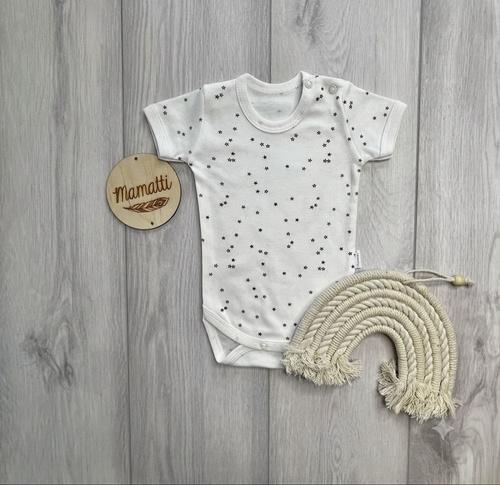 Mamatti BK16225 боди за бебе с къс ръкав, памук, звезди