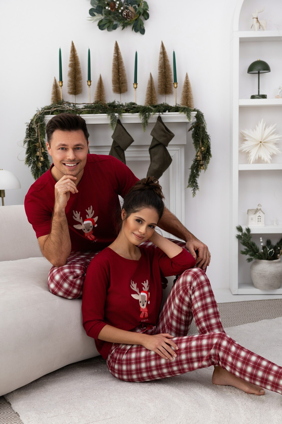 Пижама Mallory Sensis – Дамска памучна пижама с дълги панталони и коледен принт