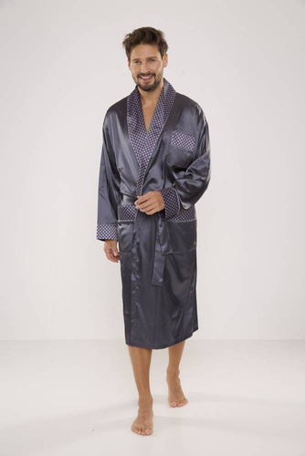 940 Forex мъжки сатенен халат за баня - сив