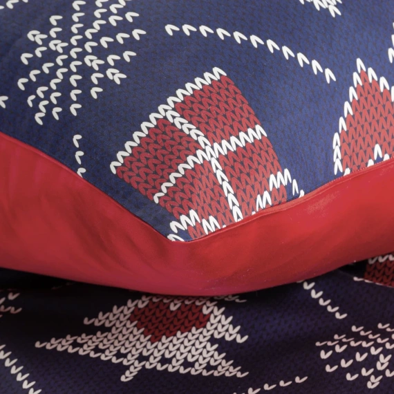 Спално бельо Merry Christmas от памучни евро пердета - тъмносини