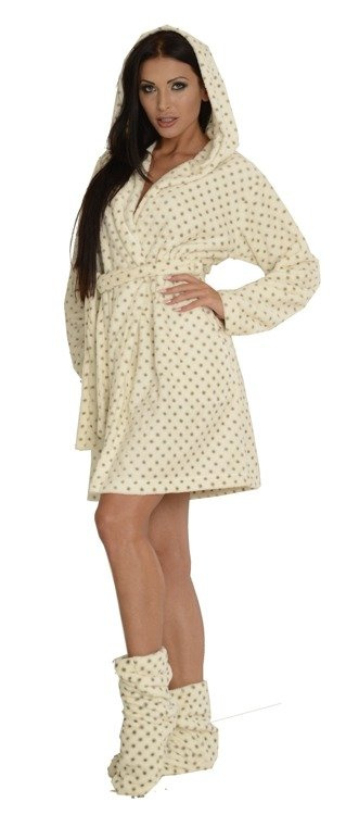 546 Melanie Къс дамски халат Forex - екрю