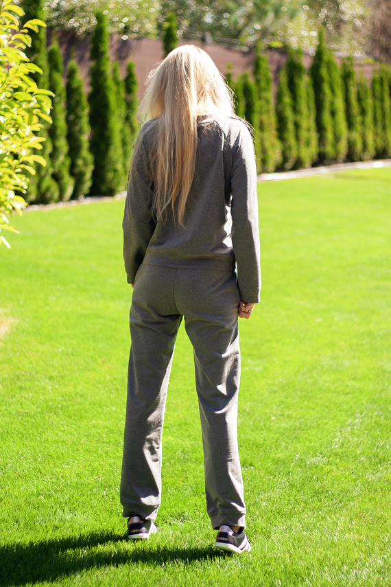 Комплект дамски анцуг Antao Mirale, памук с еластан, полско производство - сив