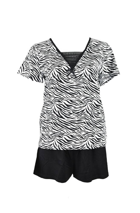 747 Savannah Дамска пижама De Lafense - бяло-черна