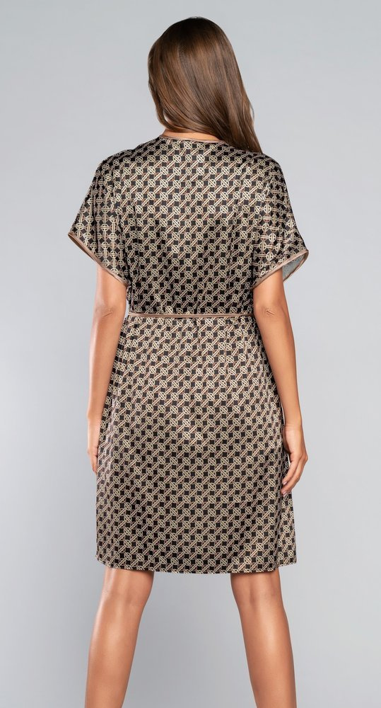 Елипсовиден халат с къс ръкав Италианска мода - кафяв