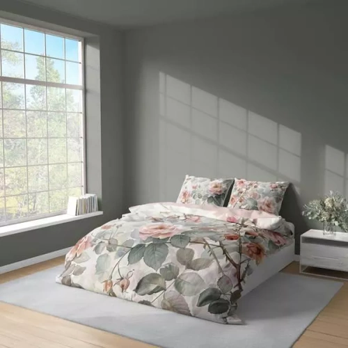 5305 3D спално бельо от микрофибър с акварелни рози в пудрени тонове – Detexpol