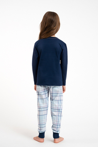 Пижама за момичета Glamour Италианска мода - морско синьо/принт 