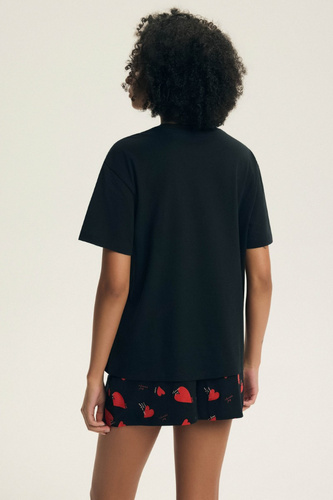 Дамска пижама Elain 44497 Henderson – 100% памук, шорти, сърца