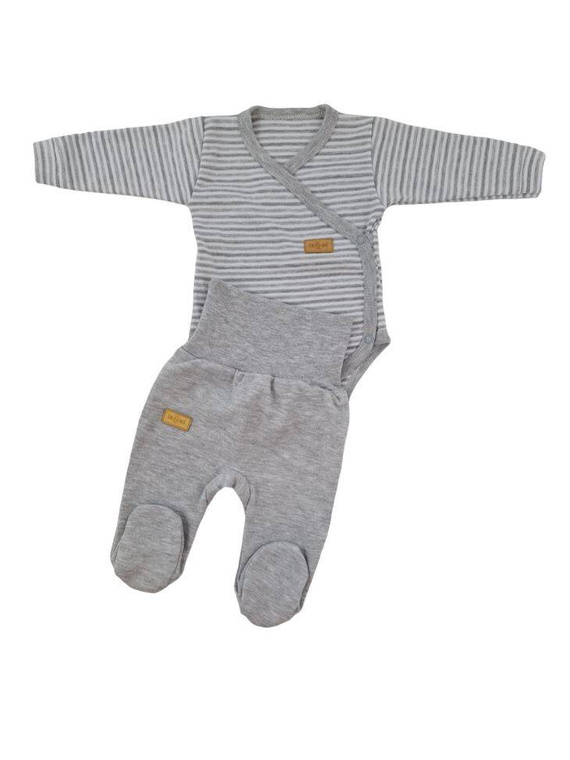 Памучен спален костюм "Lines" Terjan - сив