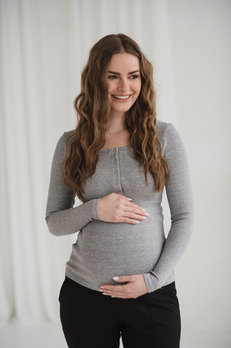 Блуза за бременни и кърмене Tummy Milk&Love вискоза light gray melange