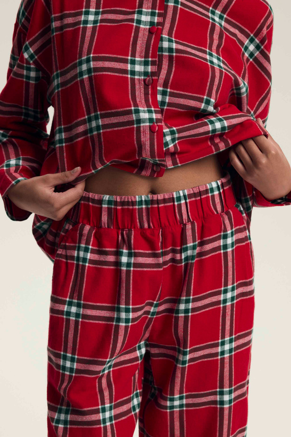 43718 Дамски коледен пижамен комплект Dotie Henderson, червен - дълъг ръкав и панталон