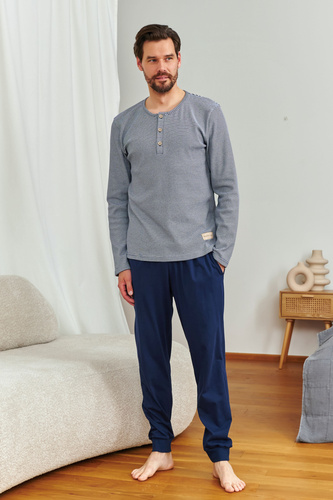 Doctor Nap 7353 – Мъжка памучна пижама с копчета | Полско производство - къпина