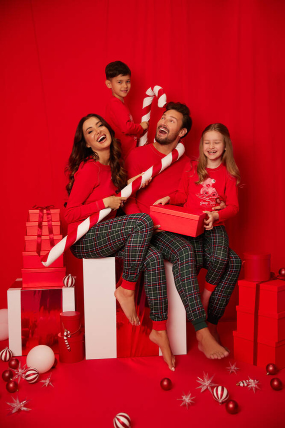 Fogo Мъжка пижама с дълъг ръкав и дълъг панталон Италианска мода - червено/принт 