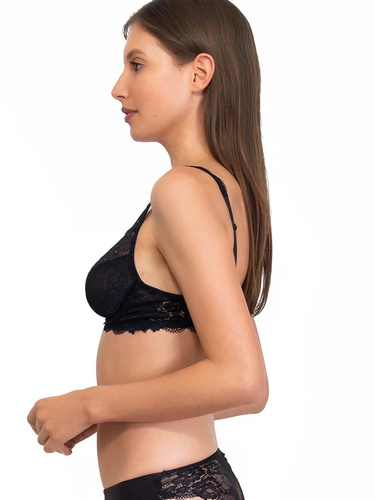 2442 Biustonosz Wonderlace – koronkowy, miękki, z fiszbinami i regulacją Sielei czarny