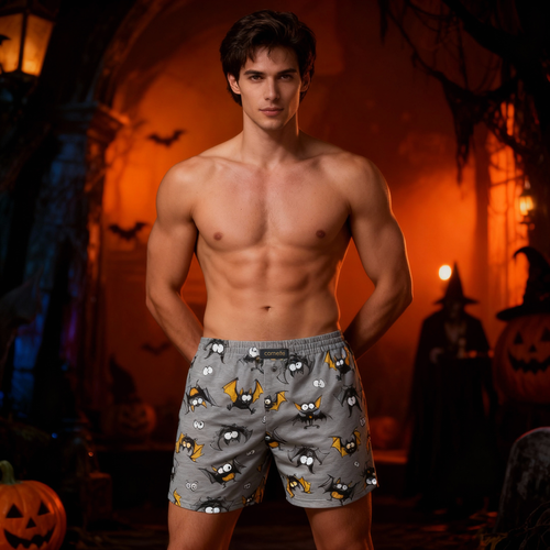 001/182 011/182 Мъжки боксерки Cornette Classic памук със забавен принт кутия сиво