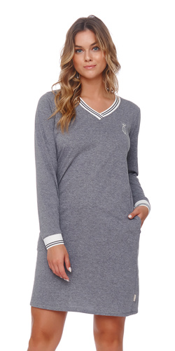 4534 Doctor Nap – Памучна нощница с джобове | 100% памук, полско производство - тъмно сиво