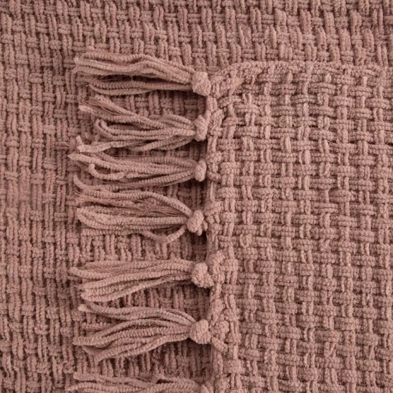 Сузи Одеяло, тъкано кувертюра с ресни, евро перде, пудра